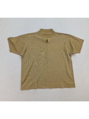 Chrysantheme Women's Sweater Size 14/15 Metallic Gold Shimmer Short Sleeve